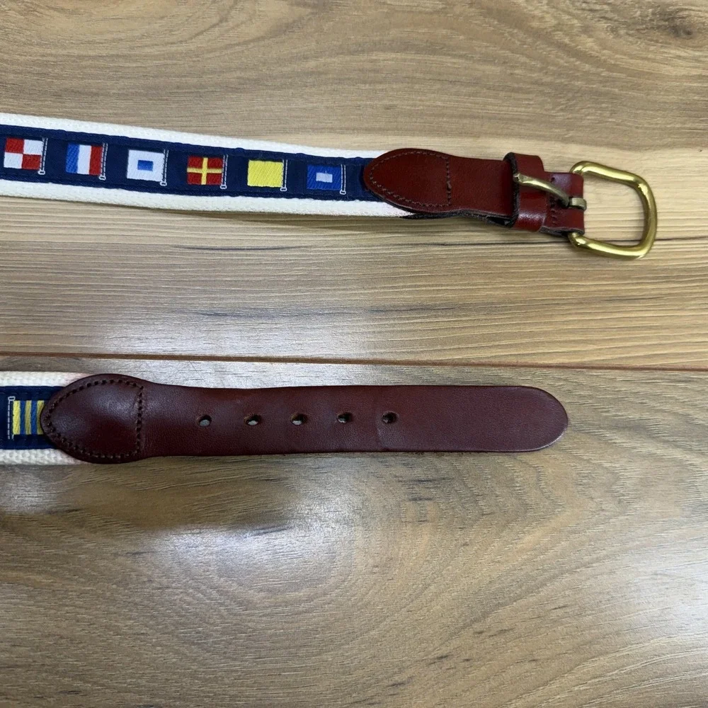 Leather Man Limited Belt Size 46 Brown Leather with‎ Flag Pattern